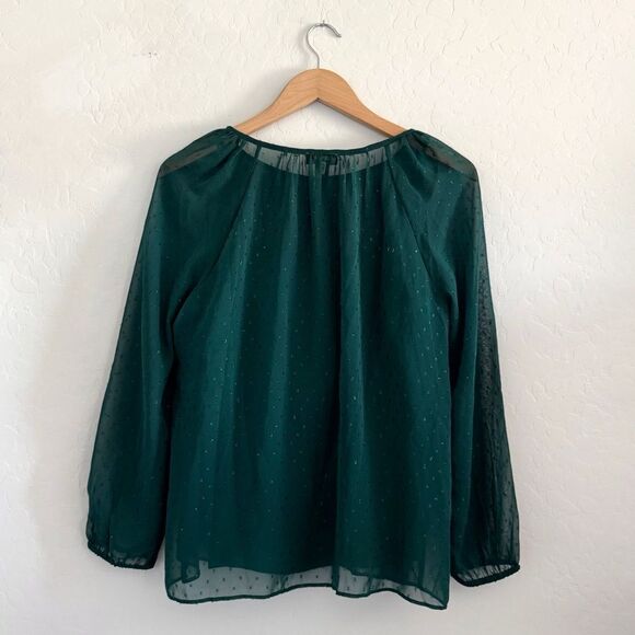 J. Crew Point Sur Academic Green Clip Swiss Dot Top Emerald Green Size S - Picture 4 of 7